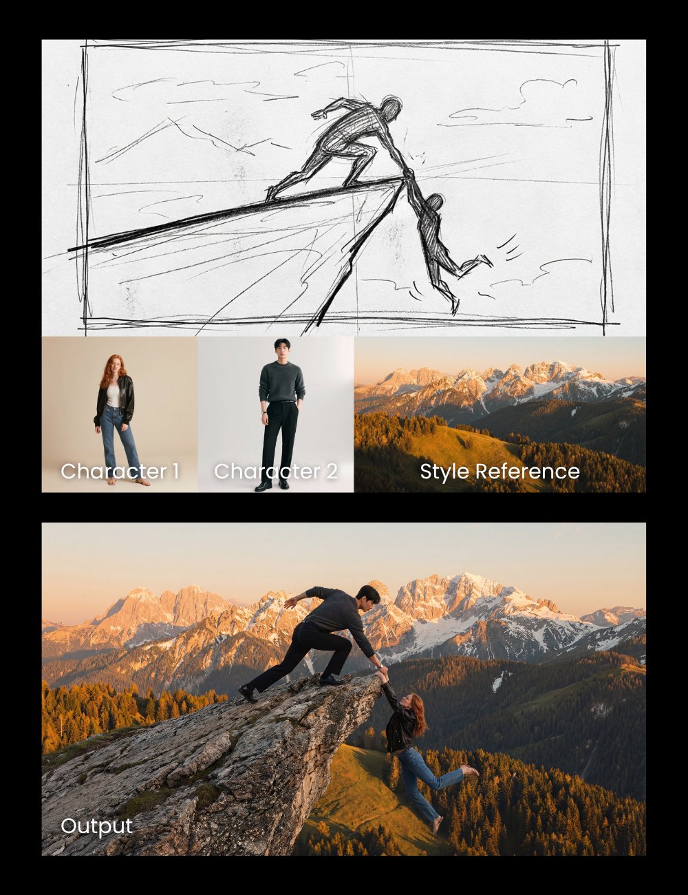 Multi-Image Fusion with Consistent People & Style