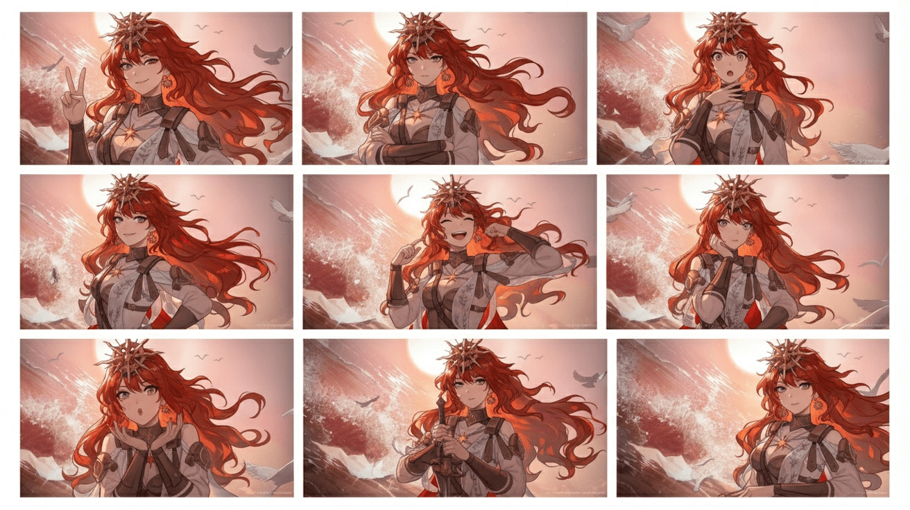 Advanced 9-Grid Portrait Generation with Different Poses