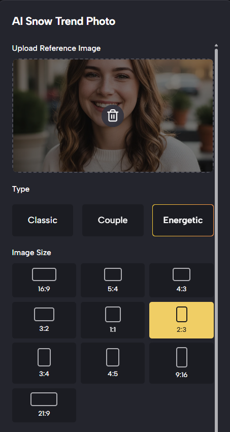 Upload Your Photo to Begin AI Snow Trend